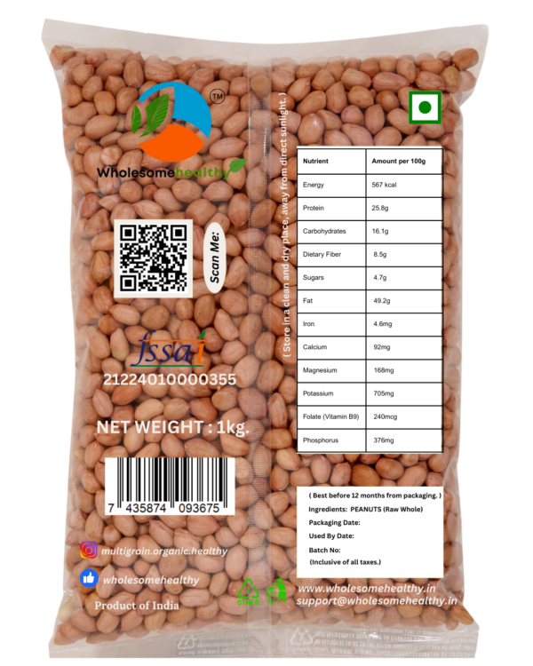 Peanuts | 1kg | Pack of1 | Raw Peanuts | Unpolished | Cleaned | By Wholesomehealthy - Image 2