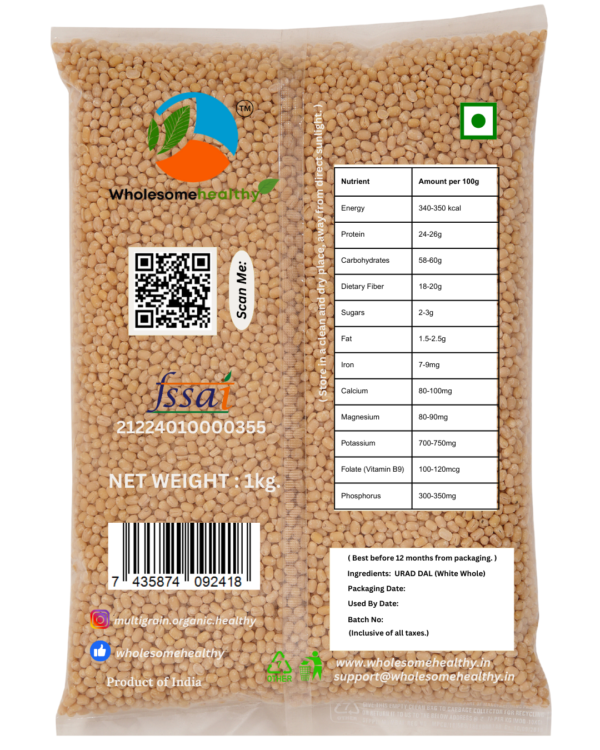 Urad Dal | 1kg | Pack of1 | Raw Urad Dal | Unpolished | White | Cleaned | By Wholesomehealthy - Image 2
