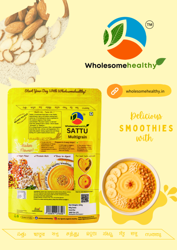 Badam Sattu | 500g | Pack of 1 | Ready To Eat | No Cooking Required - Image 3