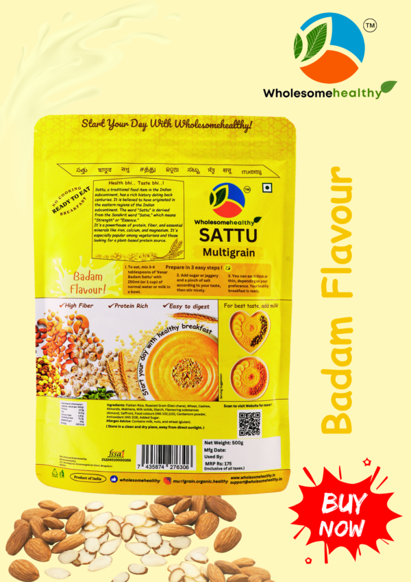 Badam Sattu | 500g | Pack of 1 | Ready To Eat | No Cooking Required - Image 2